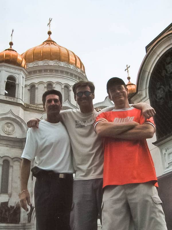 Bob Van Ronkel, Jim Carrey and John Rigney in Moscow